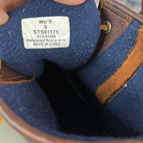 Sperry Saltwater Duck Boot Womens 9 Brown Leather Blue Zipper Lace up Waterproof - Picture 6 of 12